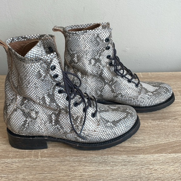Frye Faux Snake Skin Laced Boots - Picture 3 of 7